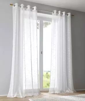 Штора «Морская птица» белая прозрачная. Полупрозрачные люверсы для штор серебристого цвета. Дизайнерская птица-чайка, выгорает, за ней легко ухаживать. Ширина 135 см х высота 245 см 1 шт. Kutti, белый