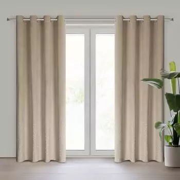 Штора «Морская птица» белая прозрачная. Полупрозрачные люверсы для штор серебристого цвета. Дизайнерская птица-чайка, выгорает, за ней легко ухаживать. Ширина 135 см х высота 175 см 1 шт. Eurofirany, бежевый