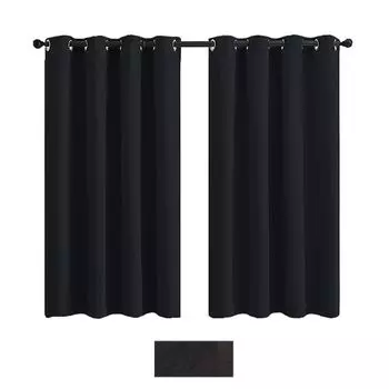Штора на люверсах 130 х 241 см серая непрозрачная штора для гостиной спальни easy home, черный
