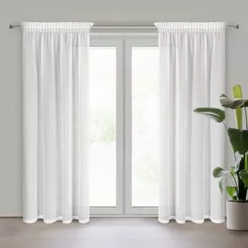 Штора на люверсах 140х240, бархатная структура, штора-шарф, люверсы, непрозрачная штора, цвет: зеленый Eurofirany, белый