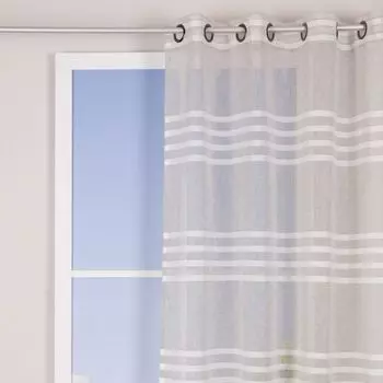 Штора на люверсах геометрия ретро треугольники белая коричневая горчично-желтая 135х260см Stof, серый