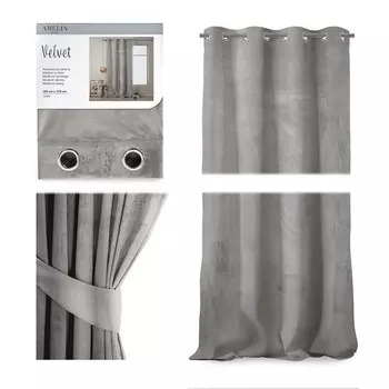 Штора на люверсах, непрозрачная плотная штора 140 х 270 см - серебристый texpot, серебро