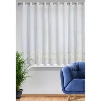 Штора непрозрачная, цветной градиентный шарф с люверсами, штора из микросатина, микрофибра полупрозрачная, 245х140, коричневая, 20425 Eurofirany, белый