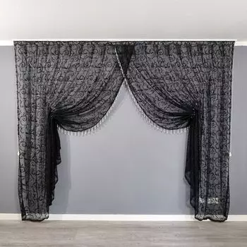 Штора NOEMI белая FIO 140x250 см люверсы штора на люверсах Gardinen by Justyna, черный