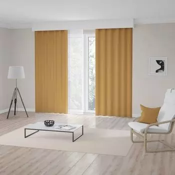 Штора ПАНДОРЕ, геометрический узор, с люверсами Finesse, охра