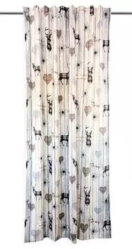 Штора-петля олень загородный дом коричневая ШxВ 135x245см StarTex, бежевый