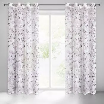 Штора-петля серебро 140х245 см полупрозрачная штора-петля Алекс Eurofirany, белый