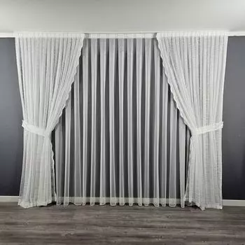 Штора плотная на люверсах, штора Thermo Dimout белая/серая - высота 140 х 225 см Gardinen by Justyna, белый