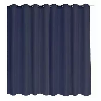 Штора повышенной ширины непрозрачная 300 (Ш) x 245 (Д) затемняющая штора-шарф черная с люверсами Cleanlevel EST 2016, синий
