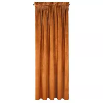Штора РИА светло-бежевая 140х270 см, лента с рюшами Eurofirany, оранжевый