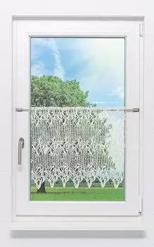 Штора с фламандскими складками в 2 сложения. Plauener Spitze, белый