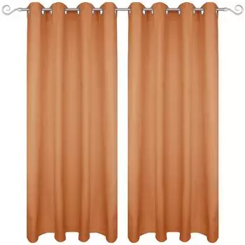 Штора с люверсами 140х145 см (ширина х длина) светло-оранжевого цвета, непрозрачная штора, штора на люверсах во многих вариантах. Bestgoodies, светло-коричневый