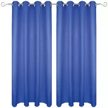 Штора с люверсами 140х175 см (ширина х длина) бежевого цвета, непрозрачная штора, штора на люверсах во многих вариациях Bestgoodies, синий