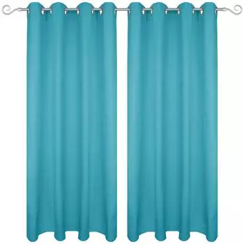 Штора с люверсами 140х175 см (ширина х длина) в бирюзовом цвете, непрозрачная штора, штора на люверсах во многих вариациях Bestgoodies, бирюзовый