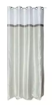 Штора с люверсами из однотонной вуали джинсовая синяя 135х260см Haus und Deko, бежевый