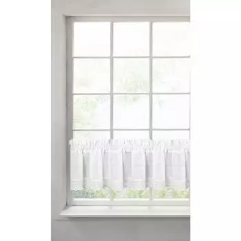 Штора с люверсами льняная однотонная горчично-желтая 140х260см Eurofirany, белый