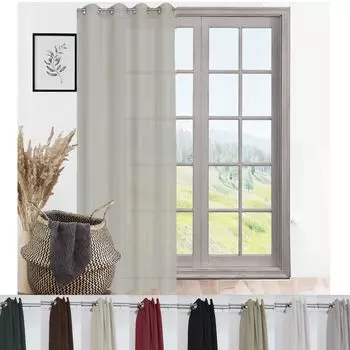 Штора с люверсами, непрозрачная штора с люверсами, штора с люверсами, штора с люверсами, кремовая, в упаковке 2 шт., 140 см (Ш) x 175 см (Д). Cleanlevel EST 2016, бежевый