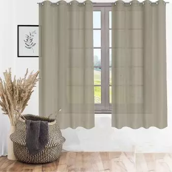 Штора с люверсами, непрозрачная штора с люверсами, штора с люверсами, штора с люверсами, светло-коричневый, 2 шт. в упаковке, 140 см (Ш) x 245 см (Д) Cleanlevel EST 2016