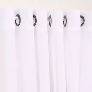 Штора с люверсами, прозрачная штора »Uni«, В x Ш 175x140 см, белая, магазинная, люверсы для штор, отделка свинцовой лентой, гостиная, 20332-cn Stof, белый