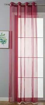 Штора с люверсами Прозрачная штора «Uni» ВxШ 225x140 см Коричневая штора для магазинов Люверсы для штор со свинцовой лентой Конец для гостиной, 20332-cn Astek, бордовый