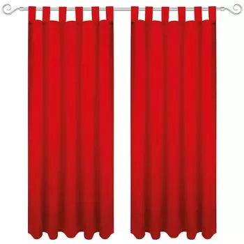 Штора с петлями 140х175 см (ширина х длина) песочно-серого цвета, непрозрачная штора, петлевая штора во многих вариантах. Bestgoodies, красный