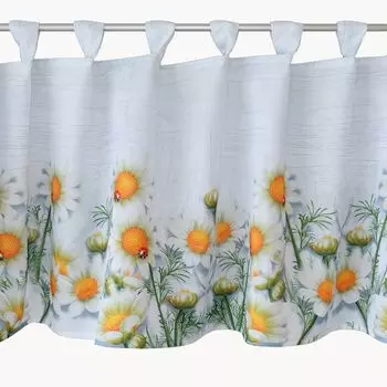 Штора с принтом цветов ромашки 50 х 120 см. texpot, белый