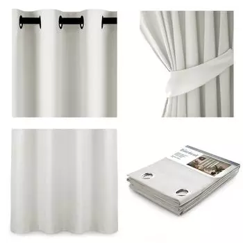 Штора с присборенной лентой Арт Деко в полоску серая 245см texpot, белый