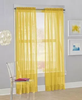 Штора с прозрачным карнизом Calypso Voile, 63 дюйма x 59 дюймов No. 918, желтый