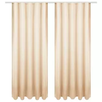 Штора с универсальной лентой 140х145 см белого цвета, непрозрачная штора с рюшной лентой во многих вариантах. Bestgoodies, бежевый