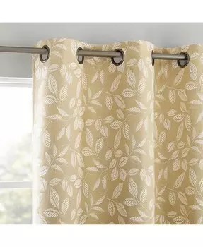 Штора с вышивкой Satti Leaf, 100% затемняющая люверсы Sun Zero, золото