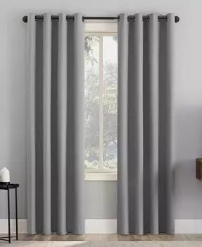 Штора с затемненной люверсом и текстурой Channing Grid, 63 x 50 дюймов Sun Zero, серый