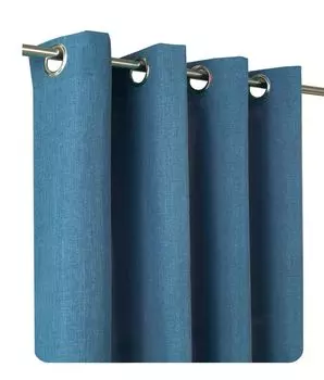 Штора синяя с рюшами на ленте 140х245 см шелковисто-глянцевая полупрозрачная декоративная штора Haus und Deko, синий