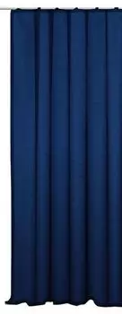 Штора синяя темная с рюшами на ленте полупрозрачная под дикий шелк 140х245 см Haus und Deko, темно-синий