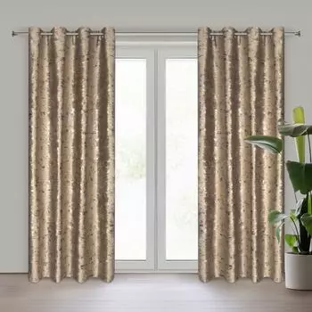 Штора ТАМИ кремовая 140х250 см люверсы штора на люверсах Eurofirany, коричневый