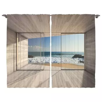 Штора twentyfour Ozean II (2 шт), 225 см цвет beige/blau