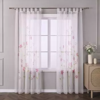 Штора-вуаль на петлях, декоративная штора-петля (цветок) размер: 140х245см. Yujiao Mao, розовый