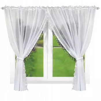 Штора ZARAGOZA 400х250 бусины ДЛИННАЯ Drapella, белый