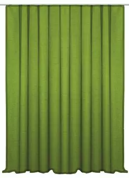 Штора зеленая светлая 140х245 см с люверсами непрозрачная структура, имитация льна, однотонная штора Haus und Deko, зеленый