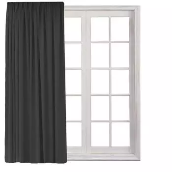 Шторная лента с рюшами, универсальная лента, шторная лента, блэкаут, непрозрачная, 140 (Ш) х 245 (Д), темно-синяя, 1 шт. Cleanlevel EST 2016, темно-серый