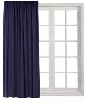 Шторная лента с рюшами, универсальная лента, шторная лента, блэкаут, непрозрачная, 140 (Ш) х 245 (Д), черная, 1 шт. Cleanlevel EST 2016, темно-синий