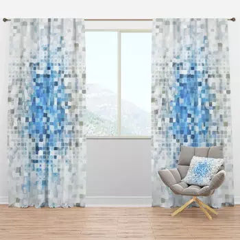 Шторная панель Designart Blue Spots Geometric I, синий