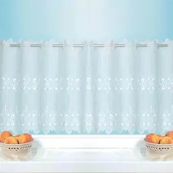 Шторный шарф непрозрачный с закрытыми петлями, универсальная лента с цифровым принтом банан 245х140 (высота х ширина см), 20490 Arsvita, белый