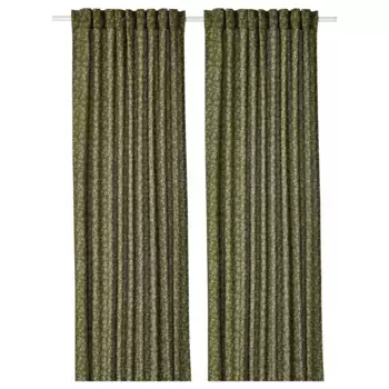 Шторы, 1 пара, зеленый/белый, 145х300 см, 2 шт. TRYSTVMAL IKEA