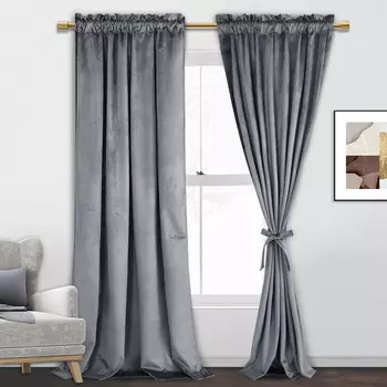 Шторы бархатные Jiuzhen, серый