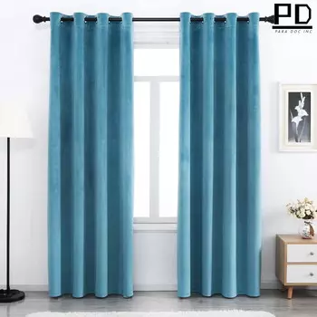 Шторы бархатные Velvet Curtains, синий