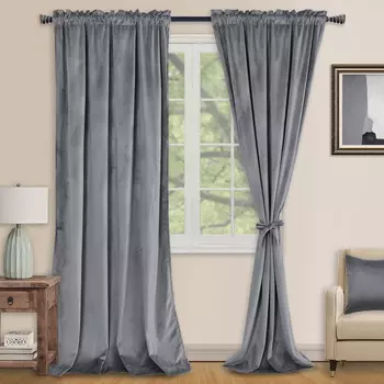 Шторы бархатные Xwzo, серый