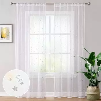 Шторы бежево-серые 140 х 0,1 х 260 см (6 шт) BTTO, белый