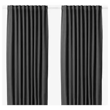 Шторы частично затемняющие Annakajsa, 2 штуки, 145x250 см, темно-серый