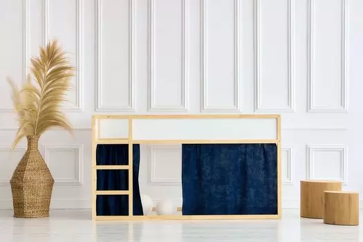 Шторы-чердаки KraftKids, муслиновые, темно-синие, муслиновые, темно-синие, два передних шарфа + боковой шарф, темно-синий