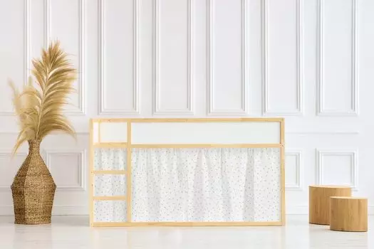 Шторы-чердаки KraftKids, муслиновые желтые лимоны, муслиновые желтые лимоны, два передних шарфа + боковой шарф, желтый